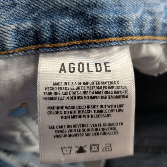 Agolde Criss Cross Jeans Womens 27 Blue Light Wash Denim Button Fly USA - Picture 6 of 15